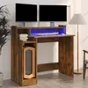 vidaXL Schreibtisch mit LEDs Räuchereiche 97x90x45 cm Holzwerkstoff