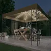 vidaXL Pavillon mit LED-Lichterkette 3x3 m Taupe