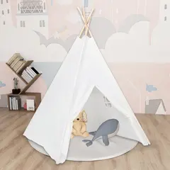 vidaXL Kinder Tipi-Zelt mit Tasche Pfirsichhaut Weiß 120x120x150 cm