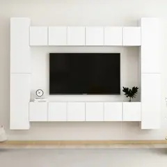 vidaXL 10-tlg. TV-Schrank-Set Weiß Holzwerkstoff