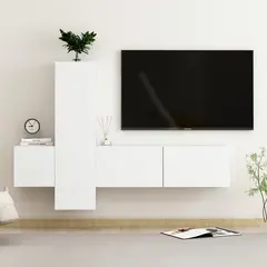 vidaXL 3-tlg. TV-Schrank-Set Weiß Holzwerkstoff