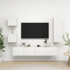 vidaXL 5-tlg. TV-Schrank-Set Weiß Holzwerkstoff