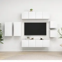 vidaXL 8-tlg. TV-Schrank-Set Weiß Holzwerkstoff
