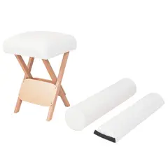 vidaXL Massage-Klapphocker mit 12 cm Dickem Sitz & 2 Nackenrollen Weiß