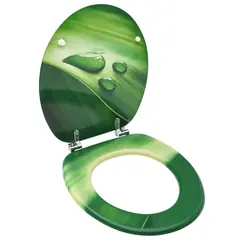 vidaXL Toilettensitz mit Deckel MDF Grün Wassertropfen-Design