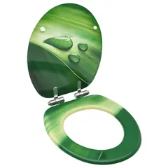 vidaXL Toilettensitz Soft-Close-Deckel MDF Grün Wassertropfen-Design