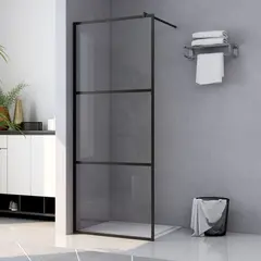 vidaXL Duschwand für Begehbare Dusche ESG-Klarglas Schwarz 115x195 cm