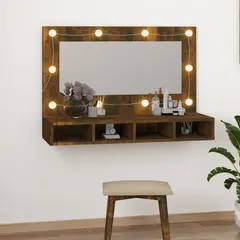 vidaXL Spiegelschrank mit LED Räuchereiche 90x31,5x62 cm