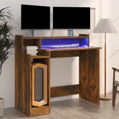 vidaXL Schreibtisch mit LEDs Räuchereiche 97x90x45 cm Holzwerkstoff