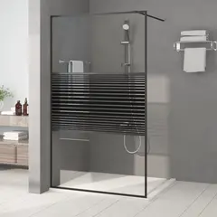 vidaXL Duschwand für Begehbare Dusche Schwarz 115x195 cm ESG-Glas Klar