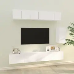 vidaXL 6-tlg. TV-Schrank-Set Weiß Holzwerkstoff