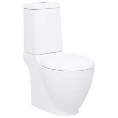 vidaXL WC Keramik-Toilette Badezimmer Rund Senkrechter Abgang Weiß