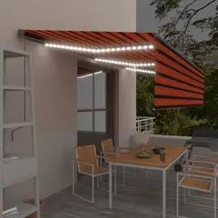 vidaXL Automatische Markise Jalousie LED Windsensor 6x3m Orange Braun