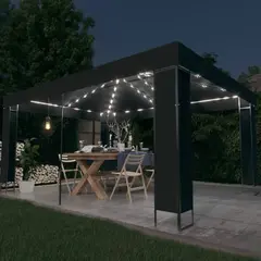 vidaXL Pavillon mit LED-Lichterkette Anthrazit 3x4 m