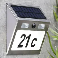 HI Hausnummer Solar LED-beleuchtet Silbern