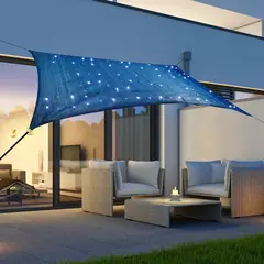 HI Sonnensegel mit 100 LED Hellblau 2x3 m