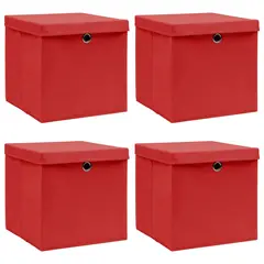 vidaXL Aufbewahrungsboxen mit Deckel 4 Stk. Rot 32×32×32cm Stoff