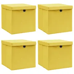 vidaXL Aufbewahrungsboxen mit Deckel 4 Stk. Gelb 32×32×32cm Stoff