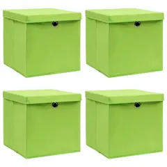 vidaXL Aufbewahrungsboxen mit Deckel 4 Stk. Grün 32×32×32 cm Stoff