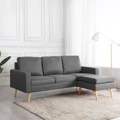 vidaXL 3-Sitzer-Sofa mit Hocker Hellgrau Stoff