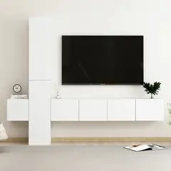vidaXL 5-tlg. TV-Schrank-Set Weiß Holzwerkstoff