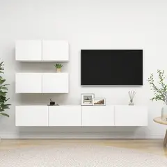 vidaXL 4-tlg. TV-Schrank-Set Weiß Holzwerkstoff
