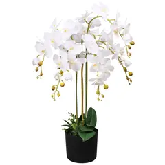 vidaXL Künstliche Orchidee mit Topf 75 cm Weiß