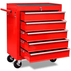 Roter Werkstattwagen 5 Schubladen