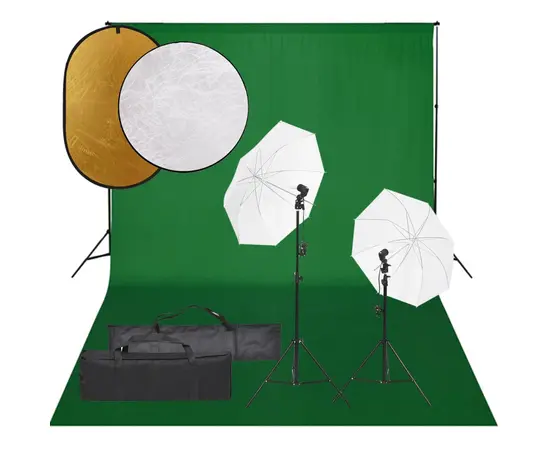 vidaXL Fotostudio-Set mit Beleuchtung, Hintergrund und Reflektor