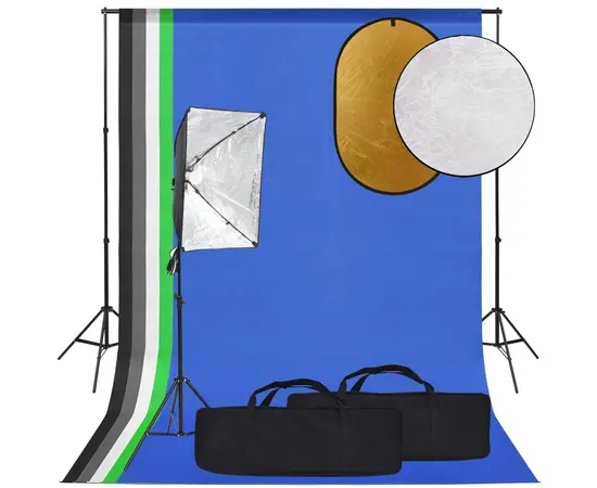 vidaXL Fotostudio-Set mit Softbox, Hintergrund und Reflektor