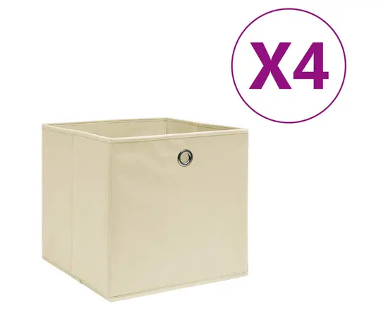 vidaXL Aufbewahrungsboxen 4 Stk. Vliesstoff 28x28x28 cm Creme