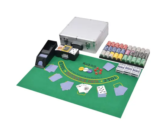 vidaXL Kombiniertes Poker/Blackjack Set mit 600 Laserchips Aluminium