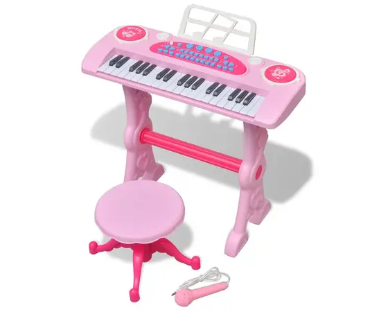 Kinder Keyboard Spielzeug Piano mit Hocker/Mikrofon 37 Tasten Rosa