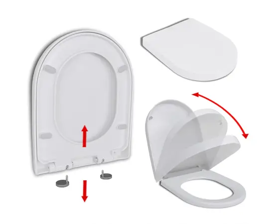 vidaXL Toilettensitz mit Absenkautomatik und Quick-Release Weiß Eckig
