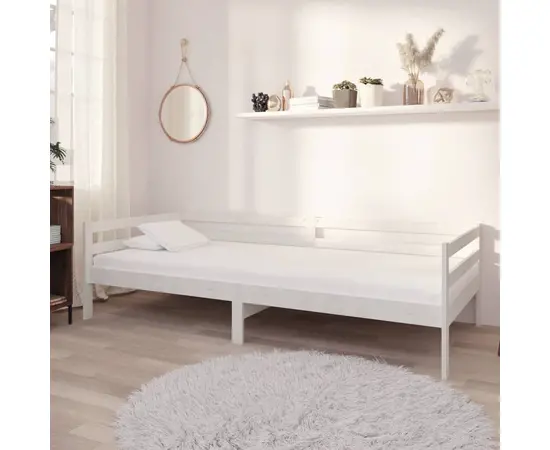vidaXL Tagesbett mit Matratze 90x200 cm Weiß Kiefer Massivholz