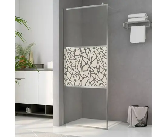 vidaXL Duschwand für Begehbare Dusche ESG-Glas Steindesign 140x195 cm