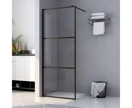 vidaXL Duschwand für Begehbare Duschen ESG-Klarglas Schwarz 80x195 cm