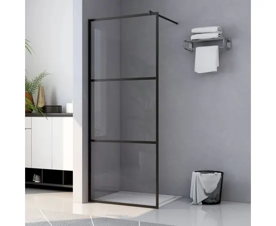 vidaXL Duschwand für Begehbare Duschen ESG-Klarglas Schwarz 100x195 cm