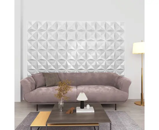 vidaXL 3D-Wandpaneele 24 Stk. 50x50 cm Origami-Weiß 6 m²