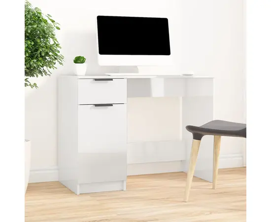 vidaXL Schreibtisch Hochglanz-Weiß 100x50x75 cm Holzwerkstoff