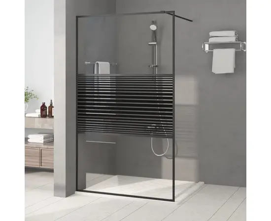 vidaXL Duschwand für Begehbare Dusche Schwarz 115x195 cm ESG-Glas Klar