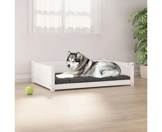 vidaXL Hundebett Weiß 105,5x75,5x28 cm Massivholz Kiefer