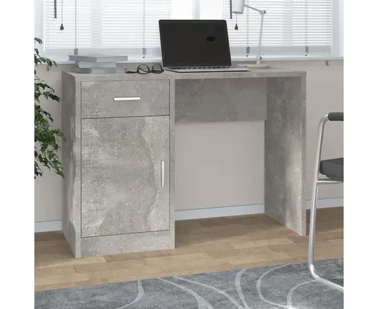 vidaXL Schreibtisch mit Stauraum Betongrau 100x40x73 cm Holzwerkstoff
