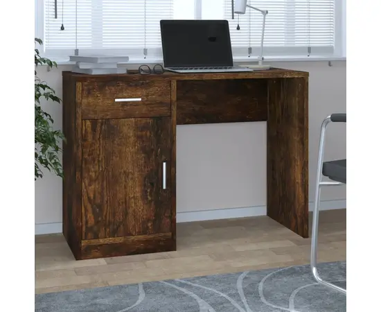 vidaXL Schreibtisch mit Stauraum Räuchereiche 100x40x73 cm