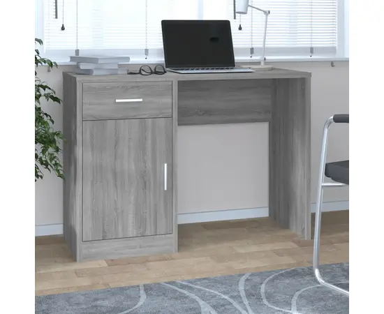 vidaXL Schreibtisch mit Stauraum Grau Sonoma 100x40x73 cm