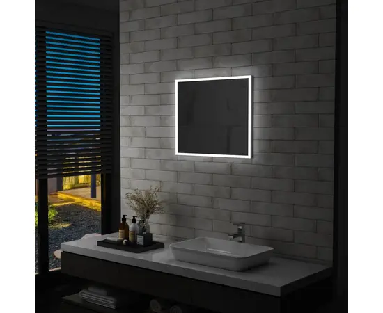 vidaXL Badezimmer-Wandspiegel mit LED 60 x 50 cm