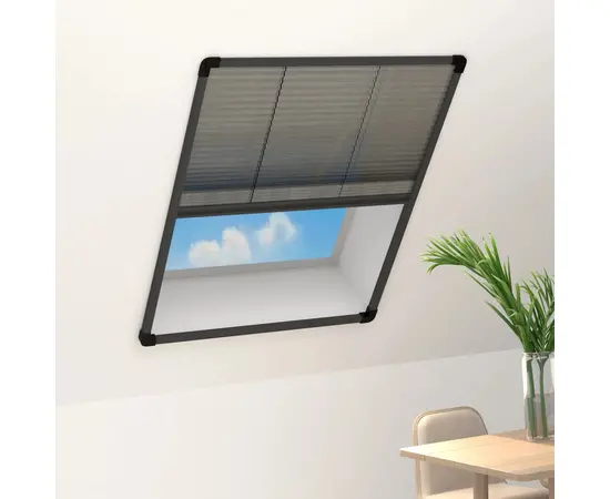 vidaXL Insektenschutz-Plissee für Fenster Aluminium Anthrazit 80x100cm