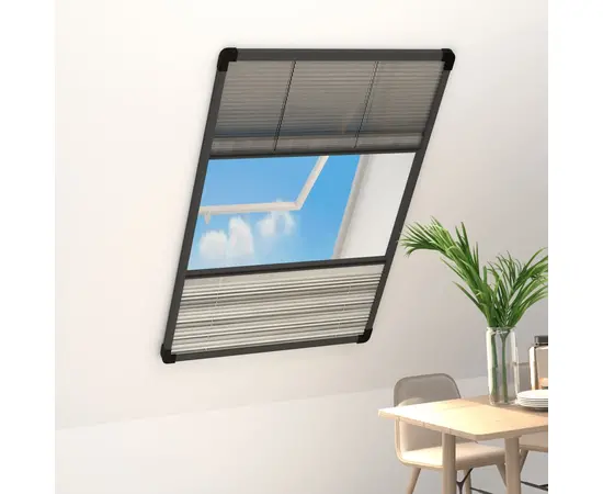 vidaXL Insektenschutz-Plissee für Fenster Alu 80x160 cm mit Jalousie