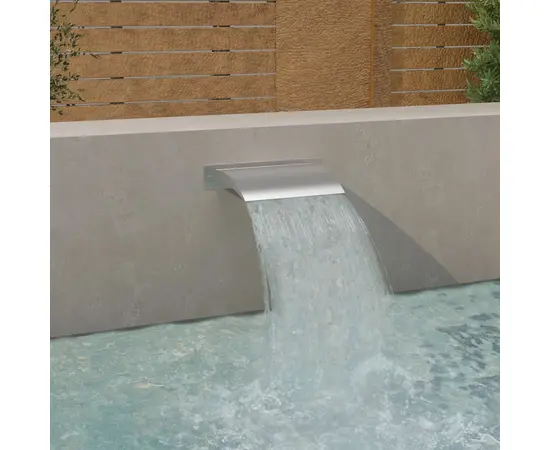 vidaXL Pool-Wasserfall Silber 45x9x26 cm Edelstahl