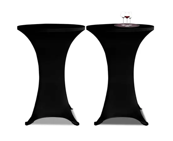 2 x Tischhusse für Stehtisch Stretchhusse Ø60 cm schwarz